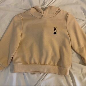 Boys Toddler Kids Cream Hoodie with Black Logo